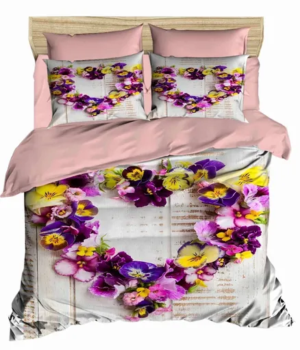 Lenjerie de pat pentru o persoana, L'essentiel Maison, 186, Alb / Mov / Galben / Somon