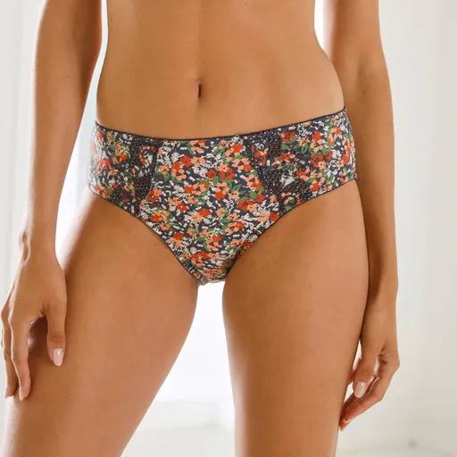 Set de 2 chiloți midi Olbia cu broderie ajourée și imprimeu floral