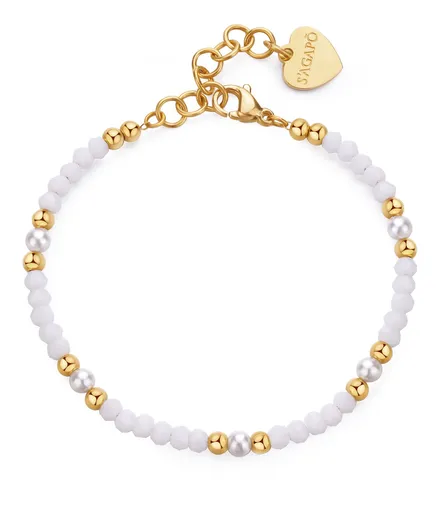 S'Agapõ Brățară din mărgele placate cu aur cu perle artificiale Glint SGI20