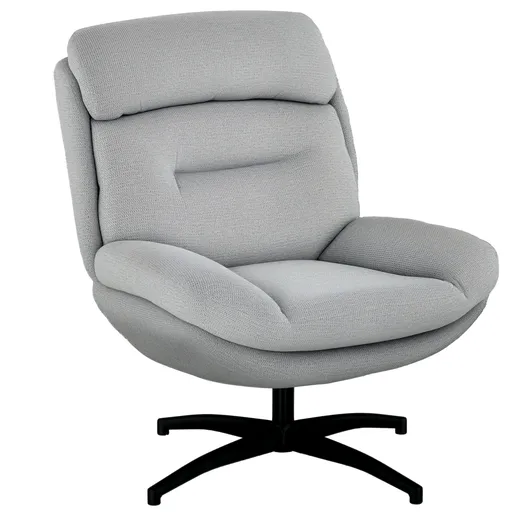 HOMCOM Fotoliu Pivotant, Rotație de 360 de grade, Chenil, Brațe Încorporate, Picioare din Oțel, Gri, Negru | Aosom Romania