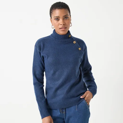 Pulover cu guler ridicat și nasturi