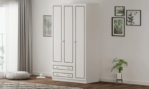 Dulap pentru haine, Hanah Home, Rb-093-01, 105x180x52 cm, Alb mat