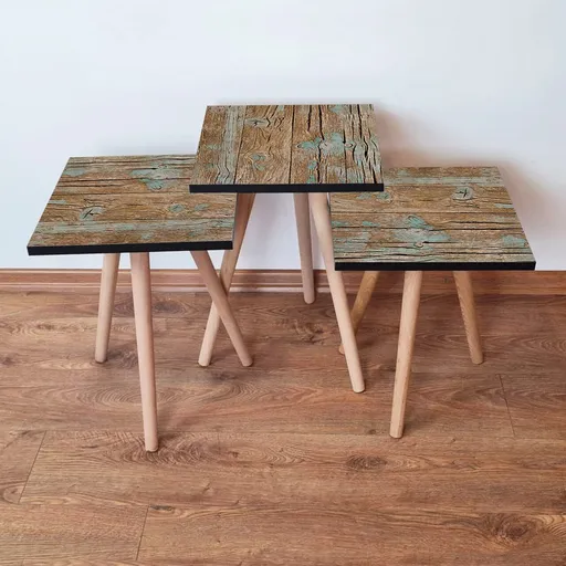 Set masute 3 piese, Hanah Home, 3Shp124, Verde/Maro