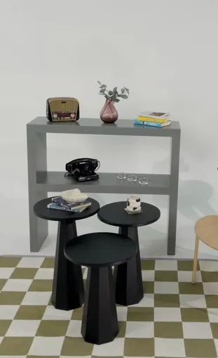 Set masute 2 piese, Hanah Home, Lilyum (57 + 52 + 47), Negru