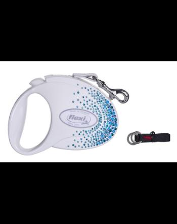 FLEXI Glam Splash Ocean M Lesa banda pentru caini 5m alb cu Swarovski