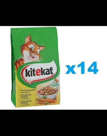 KITEKAT pachet hrana uscata pisica, pui si legume 14x300g
