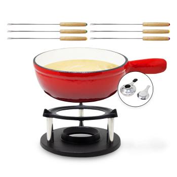 Klarstein Holsten, set fondue, oală, încălzitor, arzător, 6 furculițe, 1,5 l, fontă