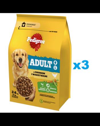 PEDIGREE Adult 3x2,6 kg pui si legume, hrana caini talie medie si mare