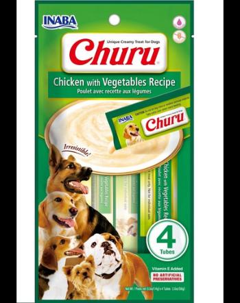 INABA Churu Chicken with vegetables 4x14g Recompense pentru caini, crema cu pui si legume