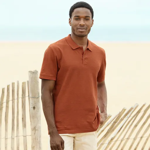 Cămașă polo de culoare solidă din tricot piqué, mâneci scurte