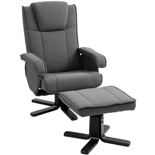 HOMCOM Fotoliu de relaxare leagăn cu taburet, tapiterie din material textil în aspect de catifea, fotoliu tapițat cu funcție de rotație de 360°, cadru