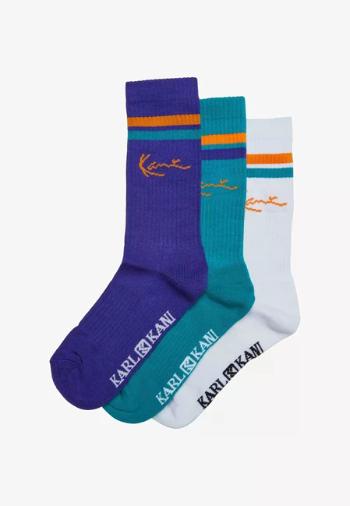 Karl Kani Signature Stripes 3 Pack Socks white/purple/petrol - 43 – 46