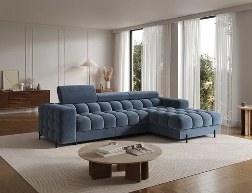 Coltar extensibil dreapta 3 locuri ELTAP, RT-40AU, Felro, 285x181x93 cm, lemn/poliester, albastru