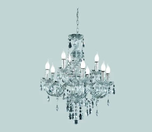 Candelabru Luster, RL, 61x192 cm, 40W, 9x E14, metal, argintiu