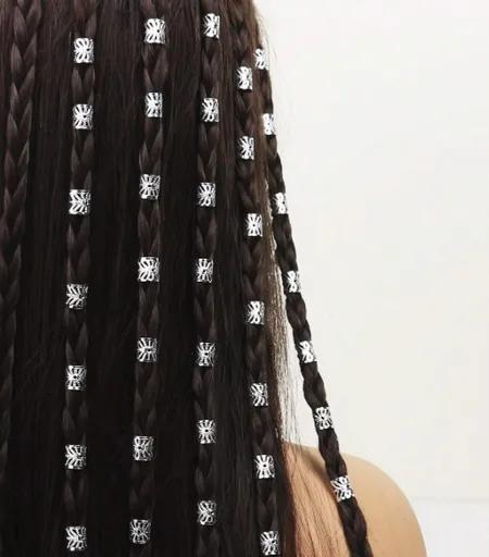 Accesorii Codite Afro Arginti, Boho, Set 40 - 11455775