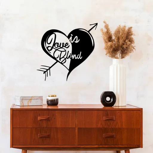 Decoratiune de perete, Love in Blind, Dimensiuni: 59 x 61 cm, Negru