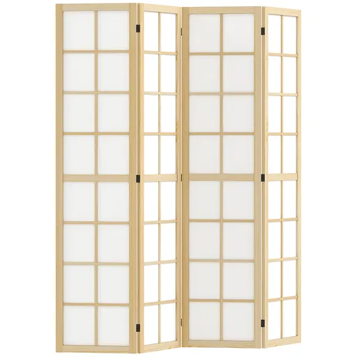 HOMCOM Paravan cu 4 Panouri Pliabile, Separator de Camere Autoportant, Ecran de Intimitate Interior pentru Sufragerie, Dormitor, 160 x 170cm | Aosom R