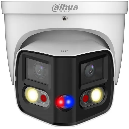 Camera IP Dahua IPC-PDW3849-A180-E2-AS-PV-0280B, 2x4MP, lentila 2.8mm, IR 25m, lumina alba 20m, microfon, difuzor, alarma, PoE, IP67