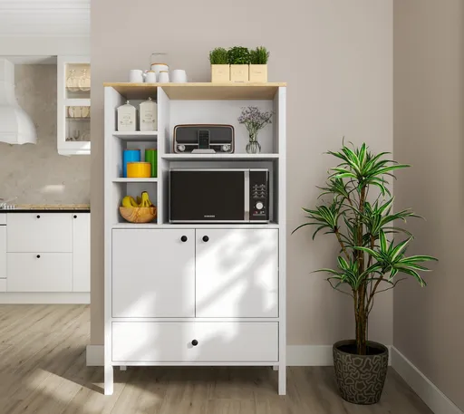 Dulap multifunctional, Hanah Home, FRN-20041, 93x159x40 cm, Maro/Alb