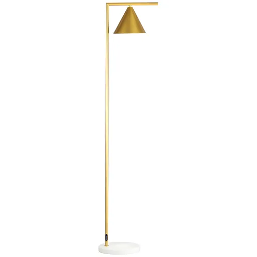 HOMCOM Lampadar pe picior de salon din oţel cu abajur conic orientabil bază marmură 40W 35 x 26 x 153 cm auriu | Aosom Romania