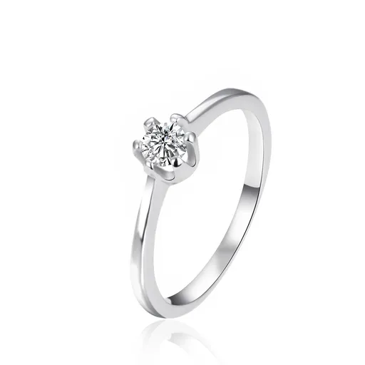 Agato Inel de logodnă din argint cu zircon AGT-R02W 58 mm