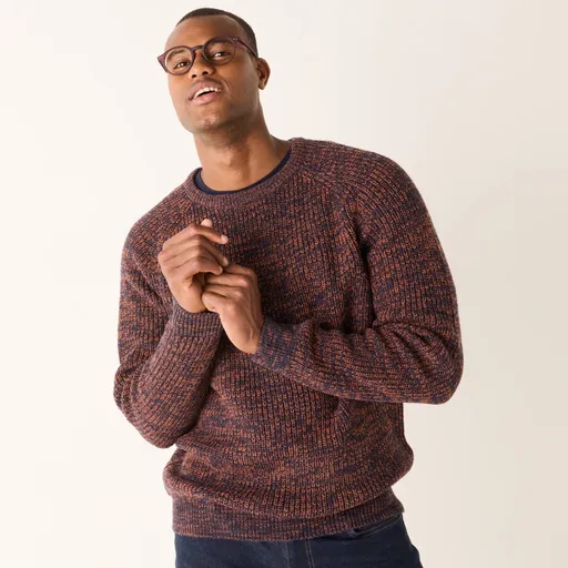 Pulover cu guler rotund, tricotat fin cu 30% lână