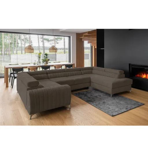 Coltar extensibil dreapta 6 locuri ELTAP, RT-18VER, Louis, 347x202x92 cm, lemn/poliester, bej inchis