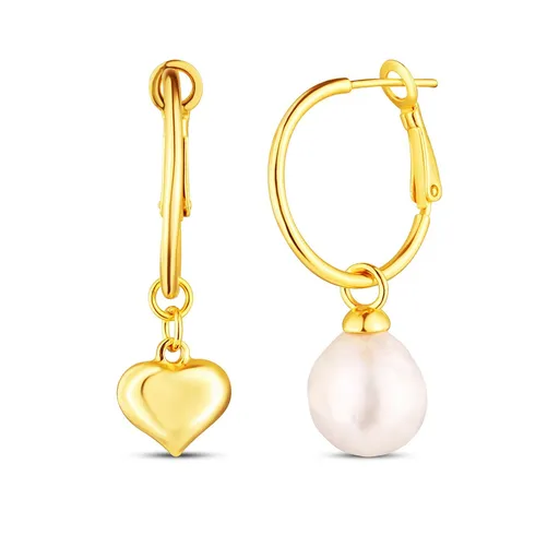 JwL Luxury Pearls Cercei romantici asimetrici cu inimă și perlă de apă dulce 2în1 JL0858