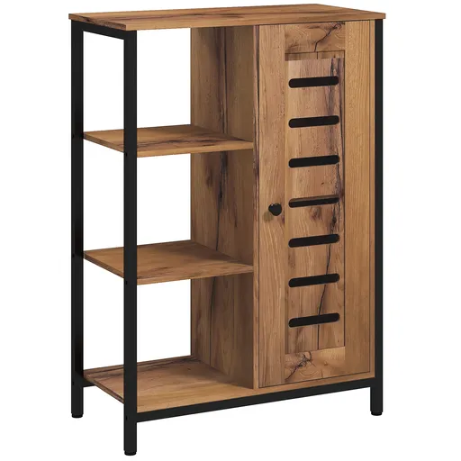 kleankin Mobilier de baie pe picior design industrial structură de oțel 3 rafturi deschise 60 x 30 x 85 cm marron rustic | Aosom Romania