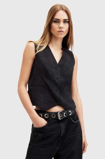 AllSaints mellény AVERIE TEN WAISTCOAT női, fekete, egysoros gombolású, W028QC