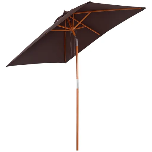 Outsunny Umbrelă de Grădină Înclinabilă cu Sistem cu Șnur și Orificiu de Ventilație, 200x150x235 cm, Cafeniu | Aosom Romania