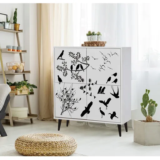 Dulap multifunctional, Hanah Home, Multilüx Manyas, 95x111x36 cm, Alb/Negru