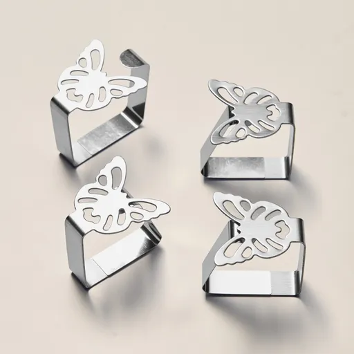 4 cleme pentru fata de masa, otel inoxidabil