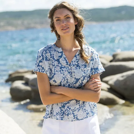 Bluză cu mâneci scurte și imprimeu floral