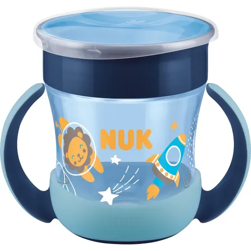 NUK Magic Cup Night ceasca cu mânere 6m+ Blue 160 ml
