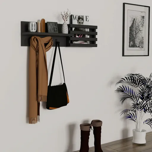 Cuier de perete, Hanah Home, Huso, 80x20x11 cm, Antracit