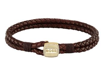 Hugo Boss Brățară din piele maro împletită Seal 1580667 17,5 cm