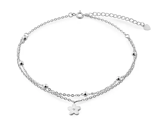AGAIN Jewelry Brățară dublă din argint pentru gleznă „Floare” AJNH0013