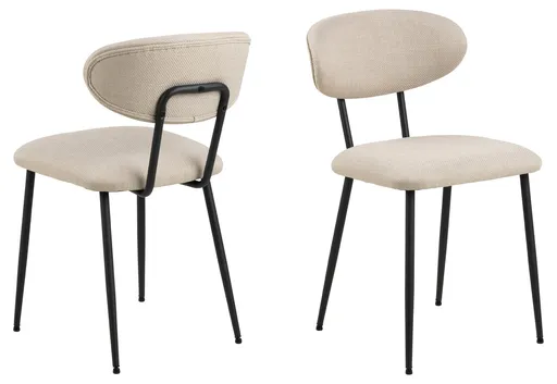 Scaun Denise, Actona, 43.5x53x78.5 cm, tesatura structurata/otel, bej