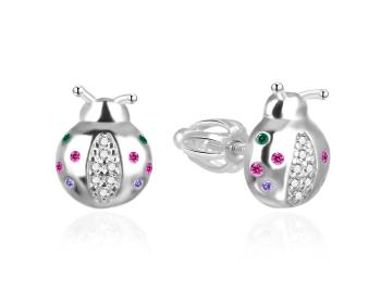 Agato Cercei din argint Buburuze cu zircon colorat AGT-ED24SC