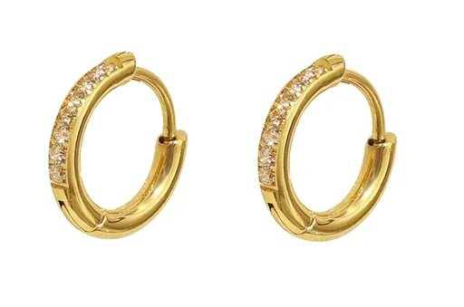 Troli Cercei rotunzi din oțel placat cu aur cu zircon VHLLE2008G