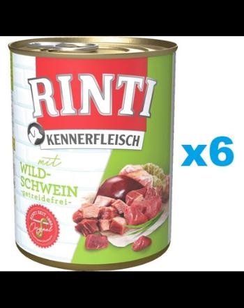 RINTI Kennerfleisch Wild boar cu mistret, hrana caini 6x400 g