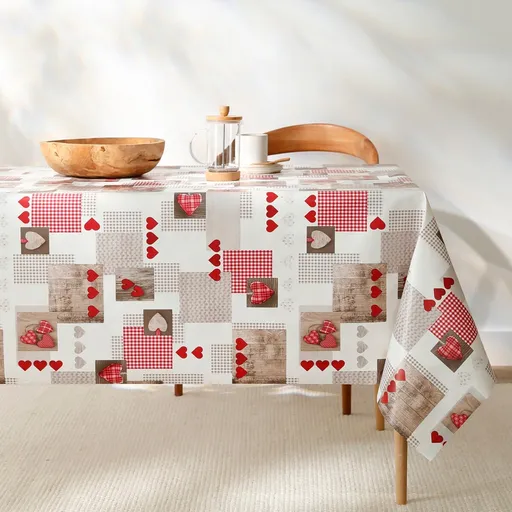 Față de masă cerată cu motiv de inimă Berneix