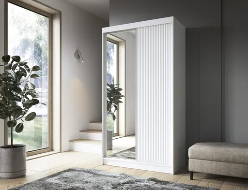 Dulap pentru haine cu oglinda ELTAP, Biancco II, 120x60x220 cm, MDF, alb