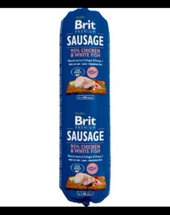 BRIT Sausage Chicken &amp; White Fish 800 g hrana caini, pui si peste alb