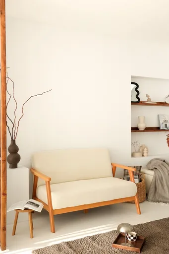 Canapea 2 locuri, Atelier del Sofa, 383EVN1264, Lemn, Alb