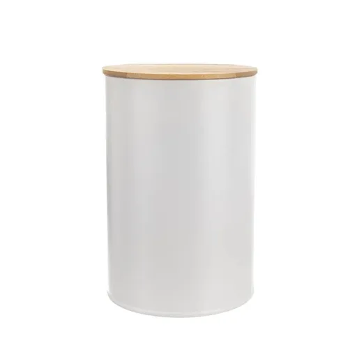 Borcan de tinichea WHITELINE cu capac de bambus