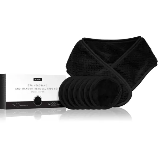 Notino Spa Collection Spa headband and make-up removal pads set set pentru demachiere cu bentiță cosmetică Black 7 buc