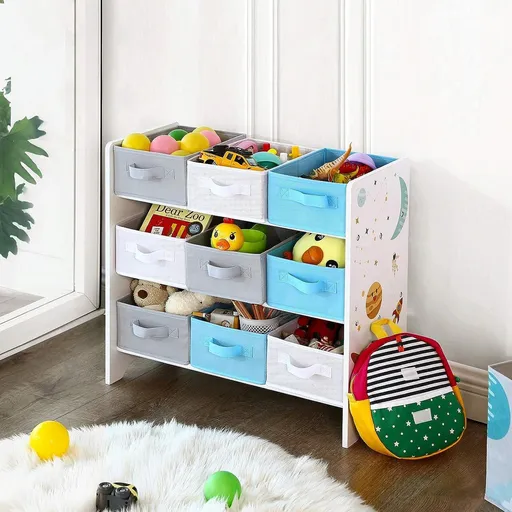 Organizator jucarii / mobilier camera copilului, Songmics, cu 9 cutii detasabile, 62.5 x 29.5 x 60 cm, multicolor