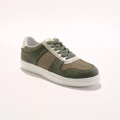 Adidași cu platformă cu inserții aurii, kaki